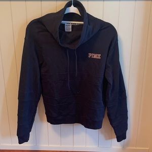 VS PINK black with rose gold and marble cowl neck sweatshirt